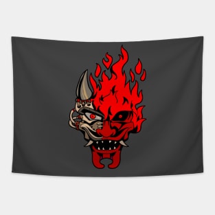 OniCyborg Cyberpunk Oni Samurai Evil Japanese Streetwear Tapestry