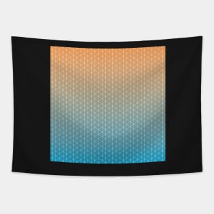 Orange and Blue Sunset Sunrise Grid Tapestry