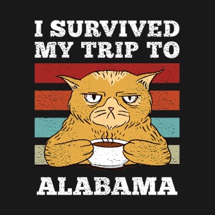 I Survived My Trip To Alabama Vintage Tired Cat Coffee T-Shirt