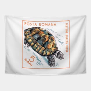 Vintage 1965 Romania tortoise postage stamp Tapestry