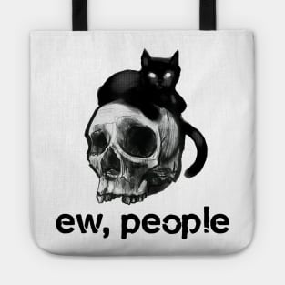 Ew People Skull Black Cat Gif Tote