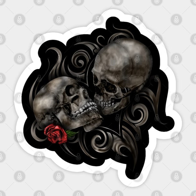 Skulls red heart eyes to fall in love' Sticker