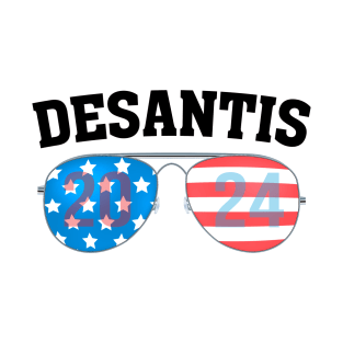 Ron DeSantis for President 2024 Election Proud Republican Conservative American Vote Red - Flag Sunglasses Illustration T-Shirt