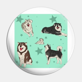 Alaskan Malamute Pattern Seafoam Pin