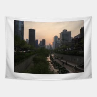 Sunset over Seoul Tapestry