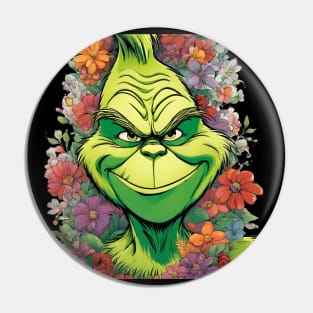 Flowery Grinch Pin