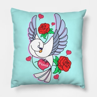 Cute Pigeon Flying - Peace & Love Pillow