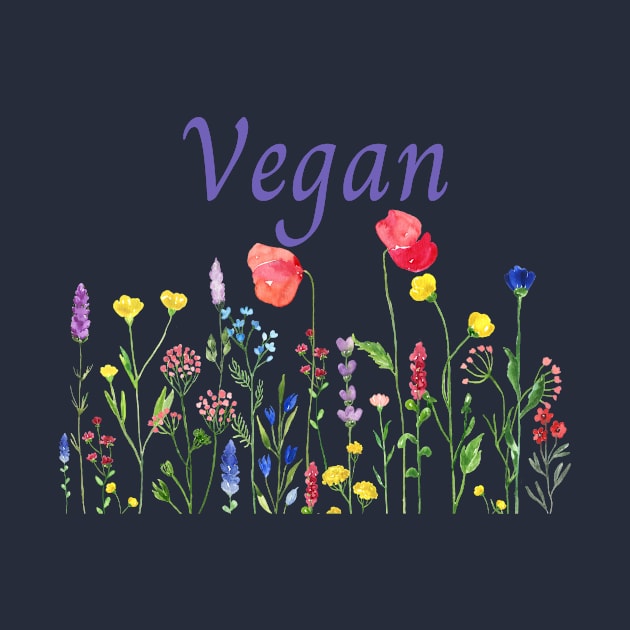 Wildflower Vegan Tee Shirt - Colorful by PastaBarb1