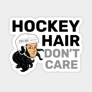 Hockey Hair Don't Care Black Hair Magnet