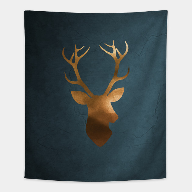 Gold deer watercolor painting