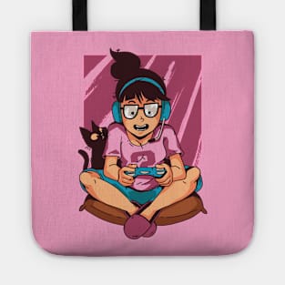 Gamer Girl Cartoon // Video Game Lover // Gamer Life Illustration Tote