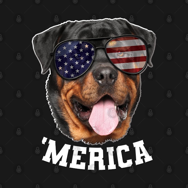 Merica - Rottweiler, American Flag Sunglasses, Patriotic Dog Lover, 4th Of July Gift For Men, Women & Kids by Art Like Wow Designs