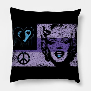 Love Peace Marilyn Flag Dark Distressed Purple Version Pillow