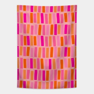 Pink and Orange, Abstract, Lines and Stripes Tapestry