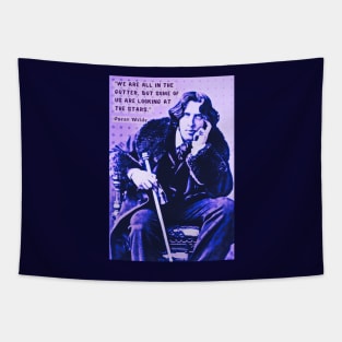 Oscar Wilde portrait and quote: We are all in the gutter, but some of us are looking at the stars Tapestry