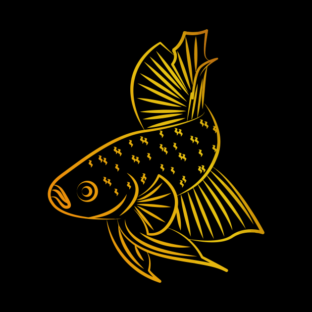 Golden Elegance: The Betta in Darkness by ConnectingtoNature