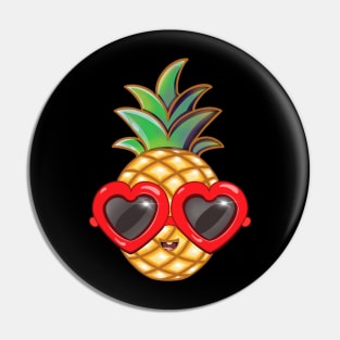 Pineapple Heart-Shaped Sunglasses Pin
