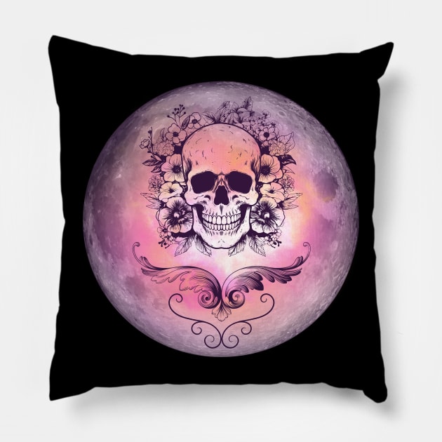 Skull Moon Pillow by Mazzlo Shop