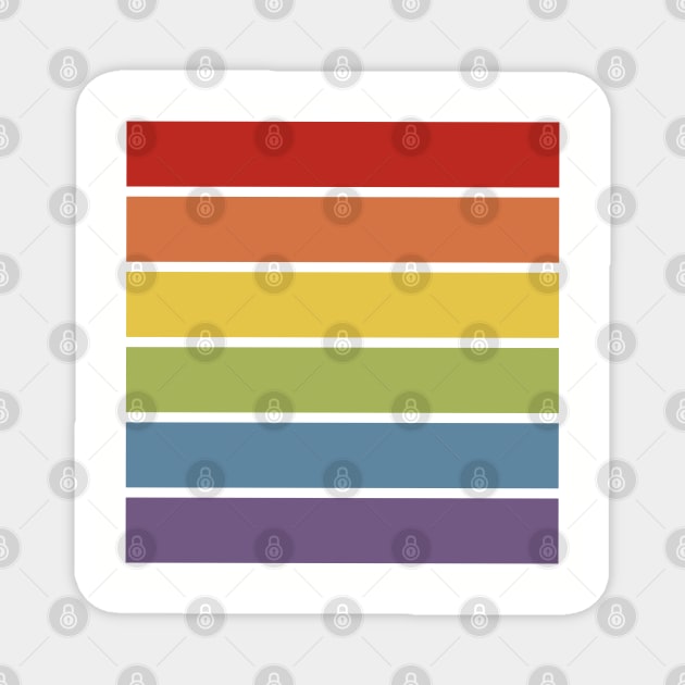 Retro Muted Color Striped Gay Pride Rainbow Magnet by Ricaso