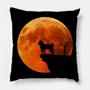 Moon And Akita Silhouette Pillow