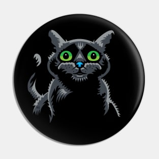 Cute Black Kitty with Stunning Green Eyes for Cat Lover Pin