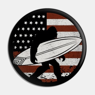 Surfing BIgfoot American Flag Pin