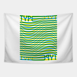 Type Wave (Blue Yellow Green) Tapestry