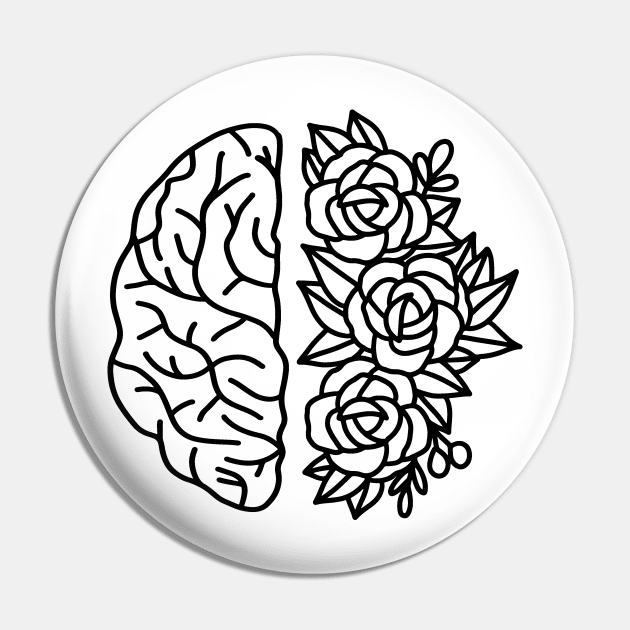 Floral Brain. Mental Health Pin by Satic