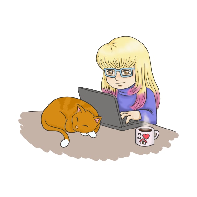 Geek girl working from home by CintiaSand