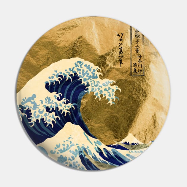 Golden Great Wave off Kanagawa Pin by GreekTavern