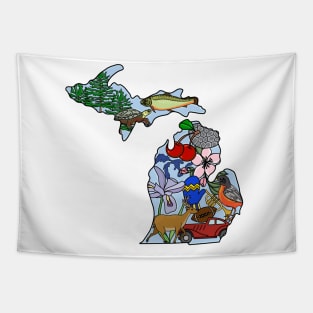 Michigan State Symbols Art Tapestry