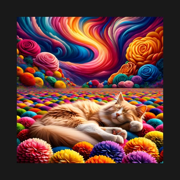 Dreamy Catnap in Blossom Paradise: Vibrant Floral Fantasy by Ingridpd