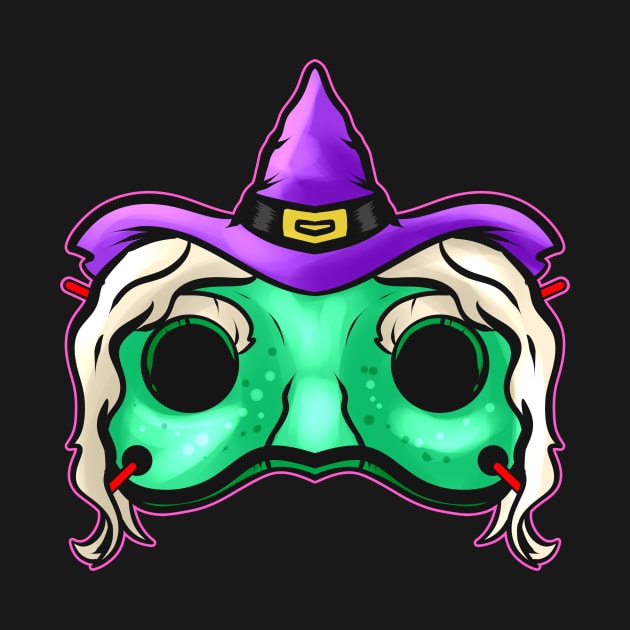 Evil Green Witch With Hat Mask Costume For Halloween by SinBle