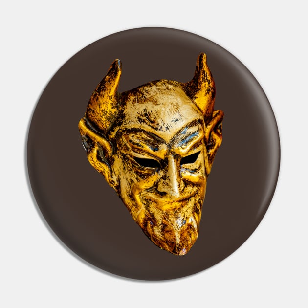 Golden Devil Mask Pin by dalyndigaital2@gmail.com