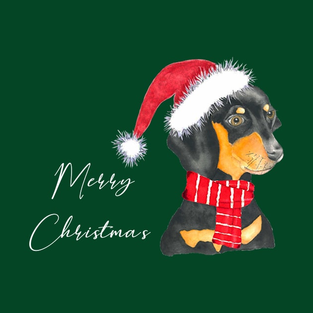 Dachshund christmas in watercolor by LatiendadeAryam