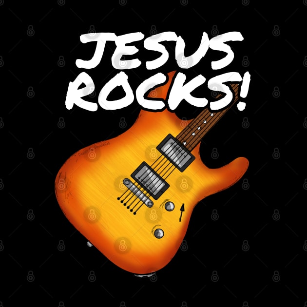 Jesus Rocks Electric Guitar Church Guitarist by doodlerob