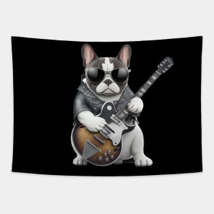 French Bulldog Playing Guitar Tapestry