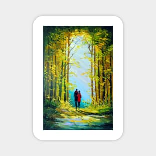 Autumn walk in the woods Magnet