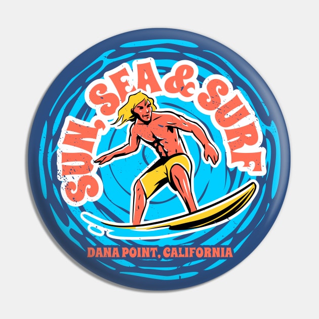 Vintage Sun, Sea & Surf Dana Point, California // Retro Surfing // Surfer Catching Waves Pin by Now Boarding