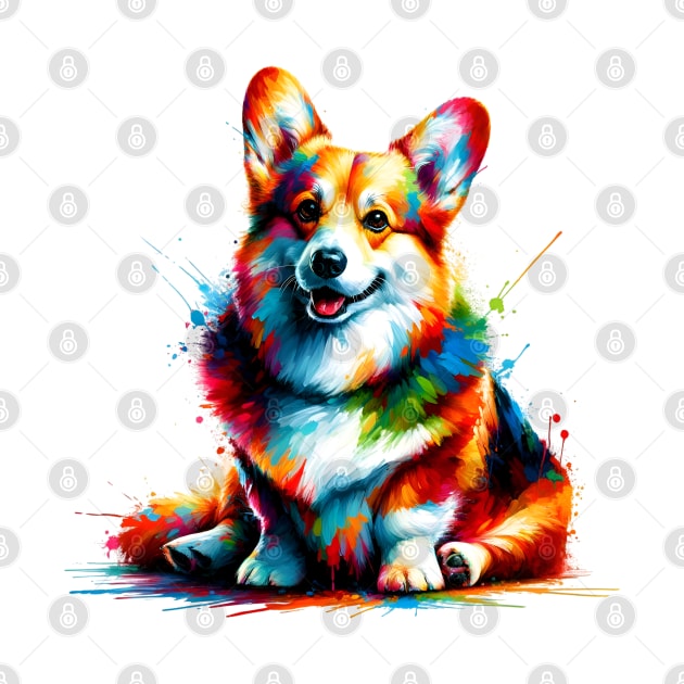 Pembroke Welsh Corgi in Colorful Splash Art Style by ArtRUs