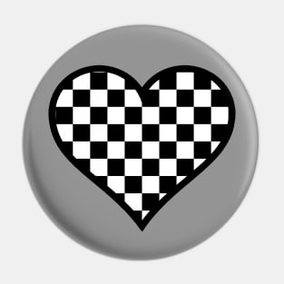 Black and White Checker Pattern Heart Pin