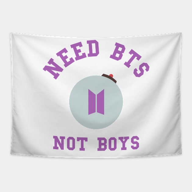 Need BTS not boys typography Tapestry by Oricca