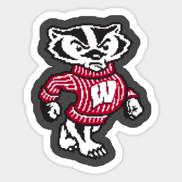 Bucky Badger 8 Bit Wisconsin Badgers Sticker Teepublic Uk