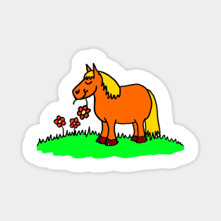 Cute Plump Pony Cartoon Magnet