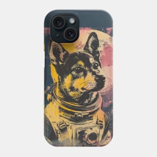 Vintage and vivid pomsky dog astronaut portrait Phone Case