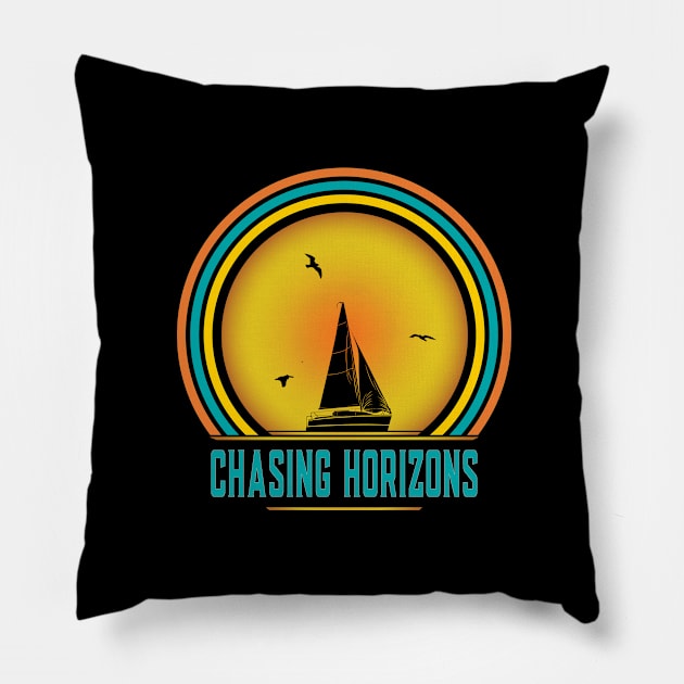 Chasing Horizons - Sailing Pillow by eighttwentythreetees