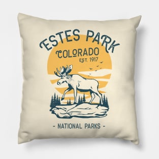 Estes Park Colorado National Park Moose Sunset Pillow