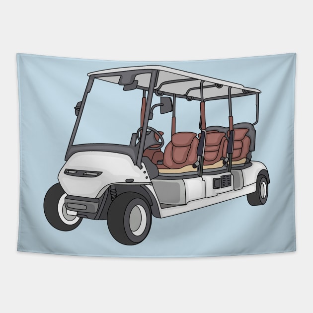 Golf cart / golf buggy cartoon illustration Tapestry by Cartoons of fun