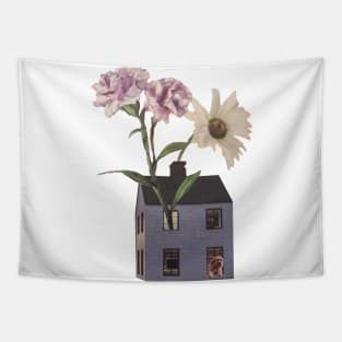 Flower House Puppy Tapestry