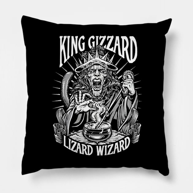 King Gizzard & The Lizard Wizard - Original Fan Art Pillow by Aldrvnd